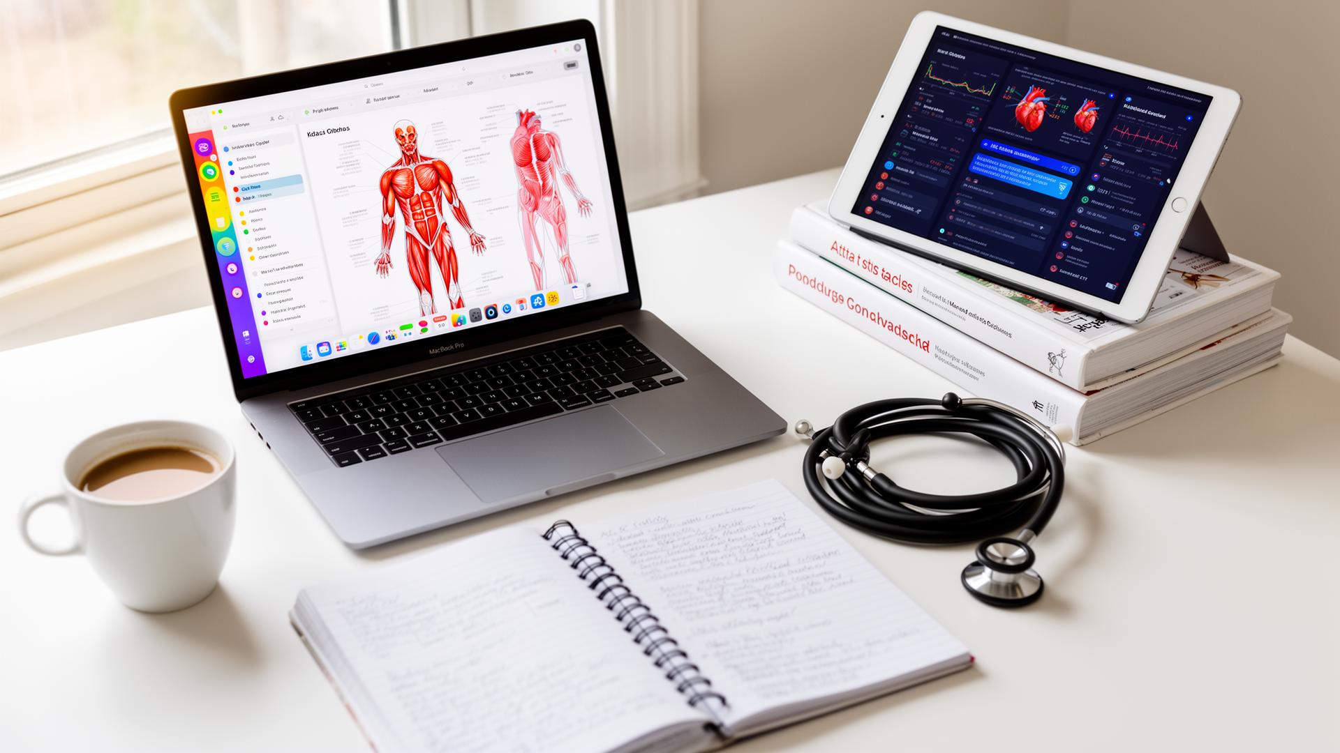 Medical student studying for NEET PG with MacBook and iPad